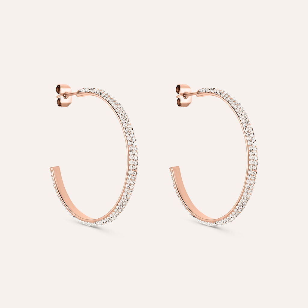 Orecchini A Cerchio Aura Acciaio Rosa Cristallo