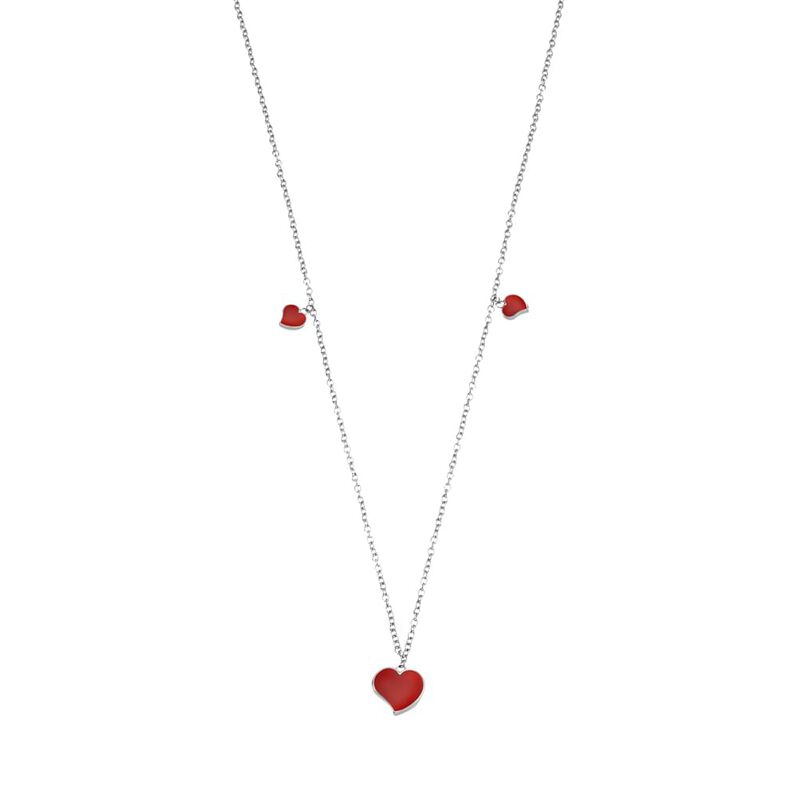 Girocollo in acciaio e cuore smalto rosso - Collane Donna | Stroili