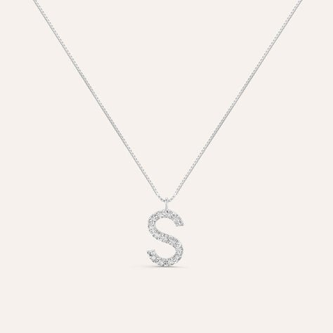 Collana Diamond Letters Oro Bianco Diamante - Collane Donna | Stroili