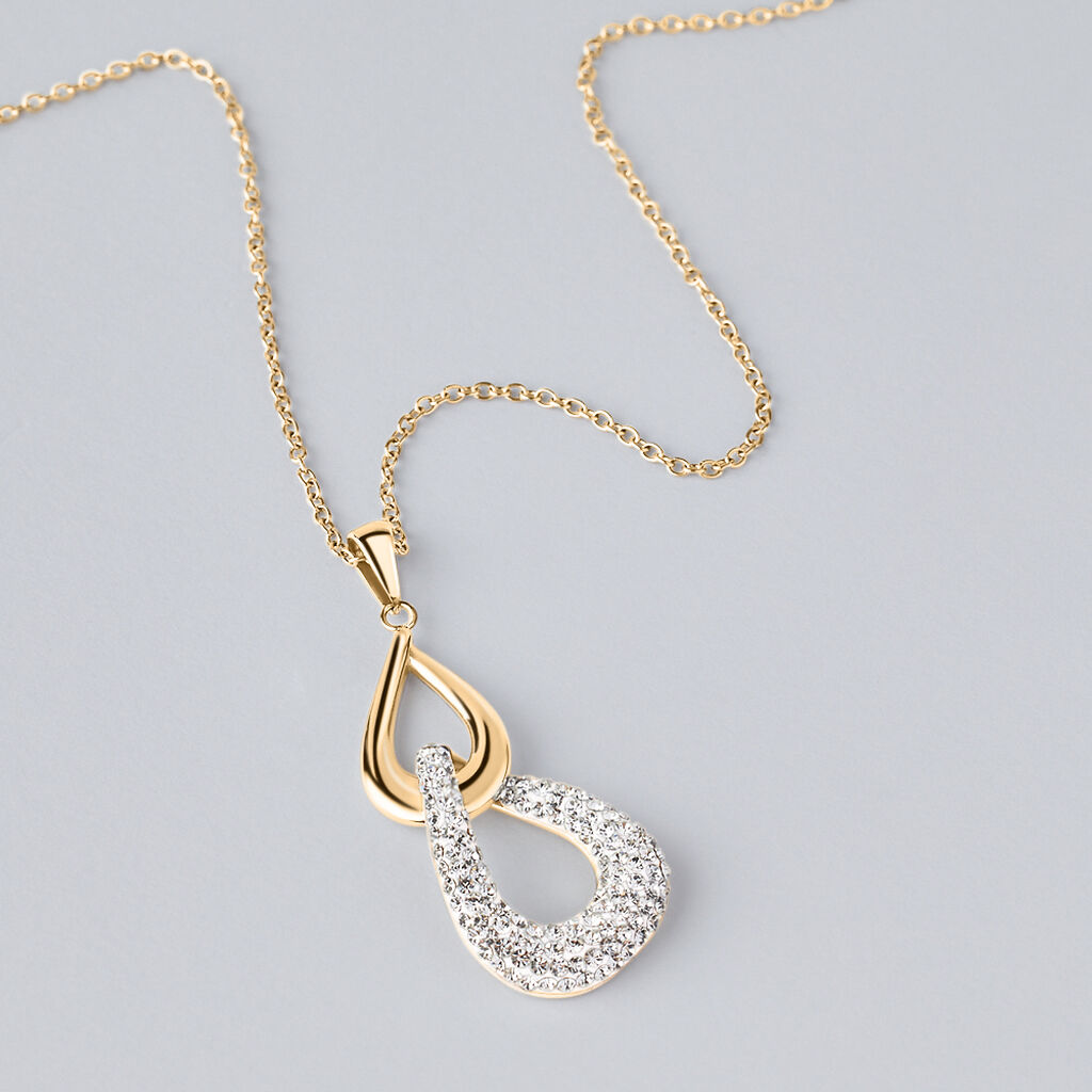 Collana Aura Acciaio Rosa Cristallo