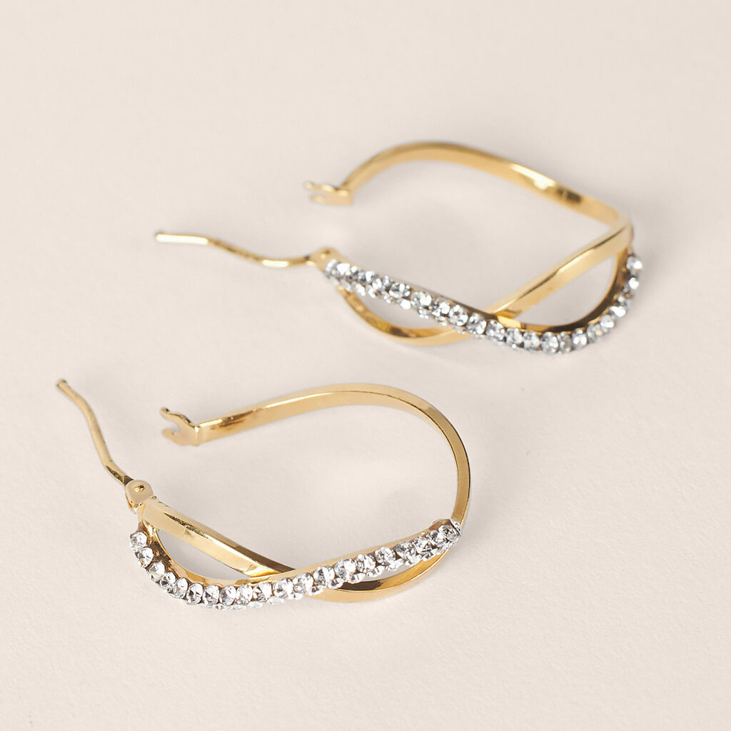 Orecchini A Cerchio Crystal Gold Oro Giallo Cristallo