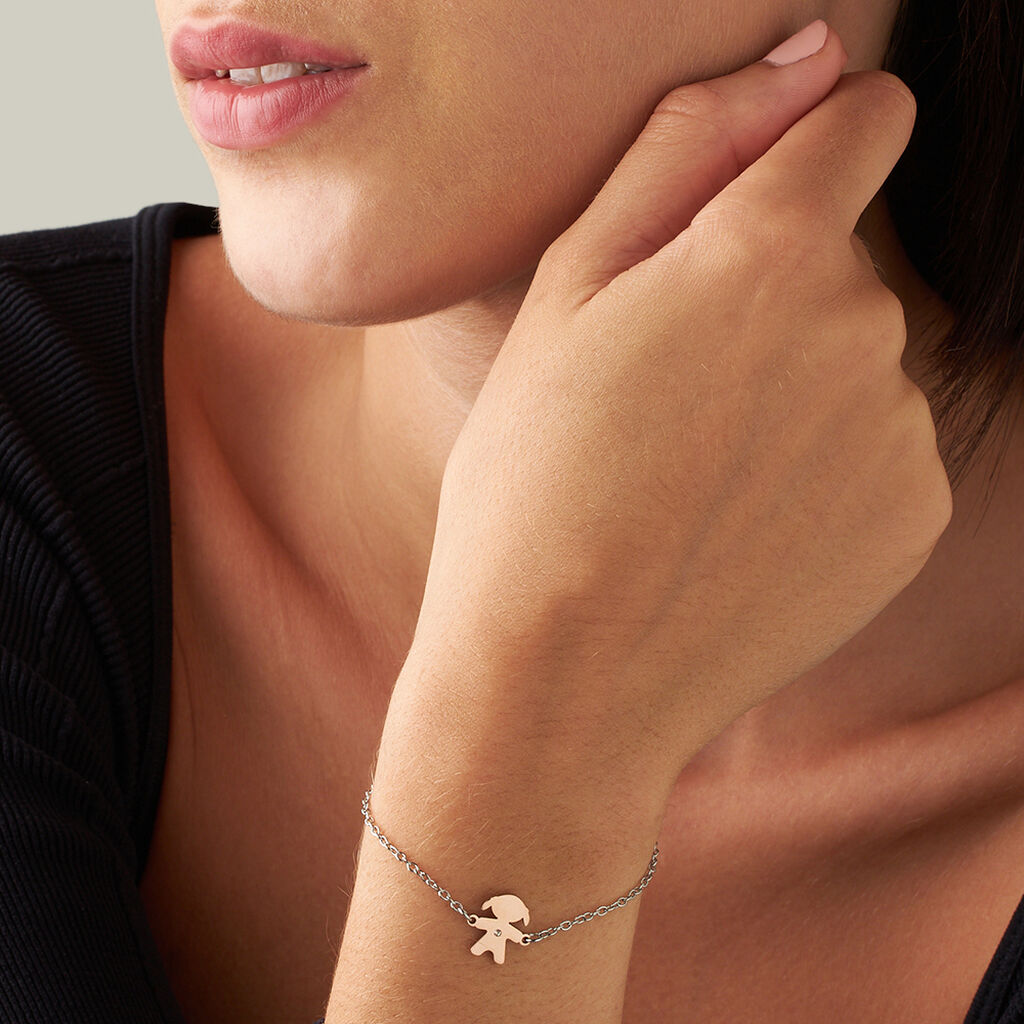 Bracciale Lady Chic Acciaio Bicolore Bianco / Rosa Cristallo - Bracciali Donna | Stroili