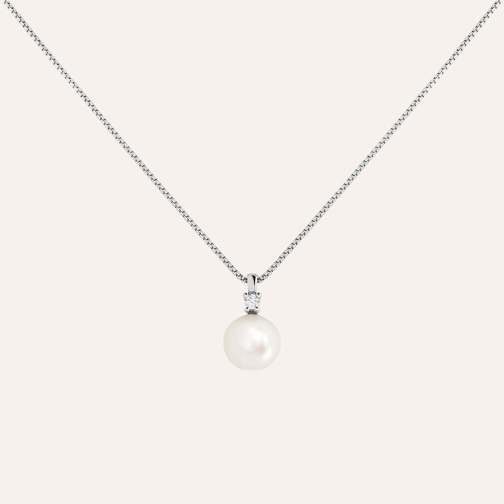 Collana Gabrielle Precious Oro Bianco Perla D'Acqua Dolce Diamante