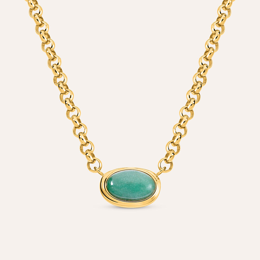 Collana Radiance Acciaio Dorato Avventurina