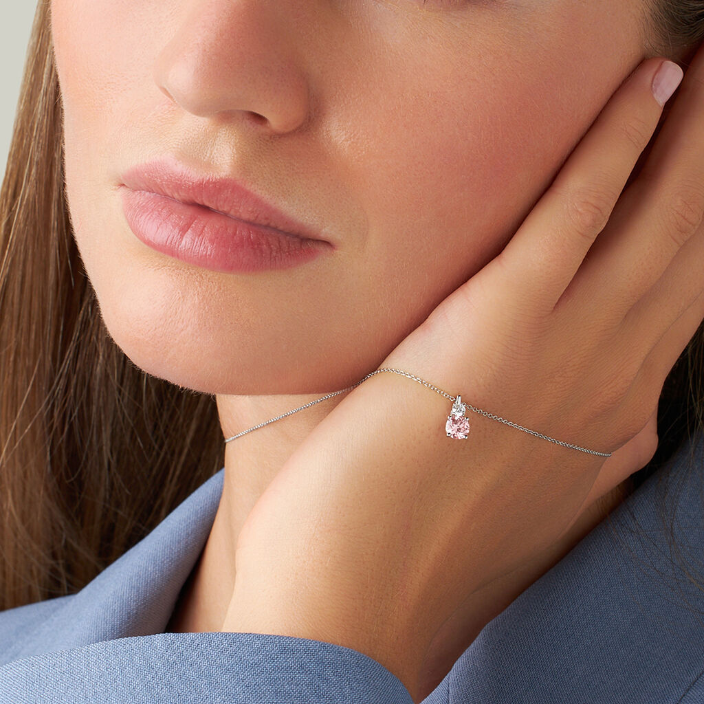 Collana Doppio Punto Luce Diamade Oro Bianco Diamante Lab-Grown