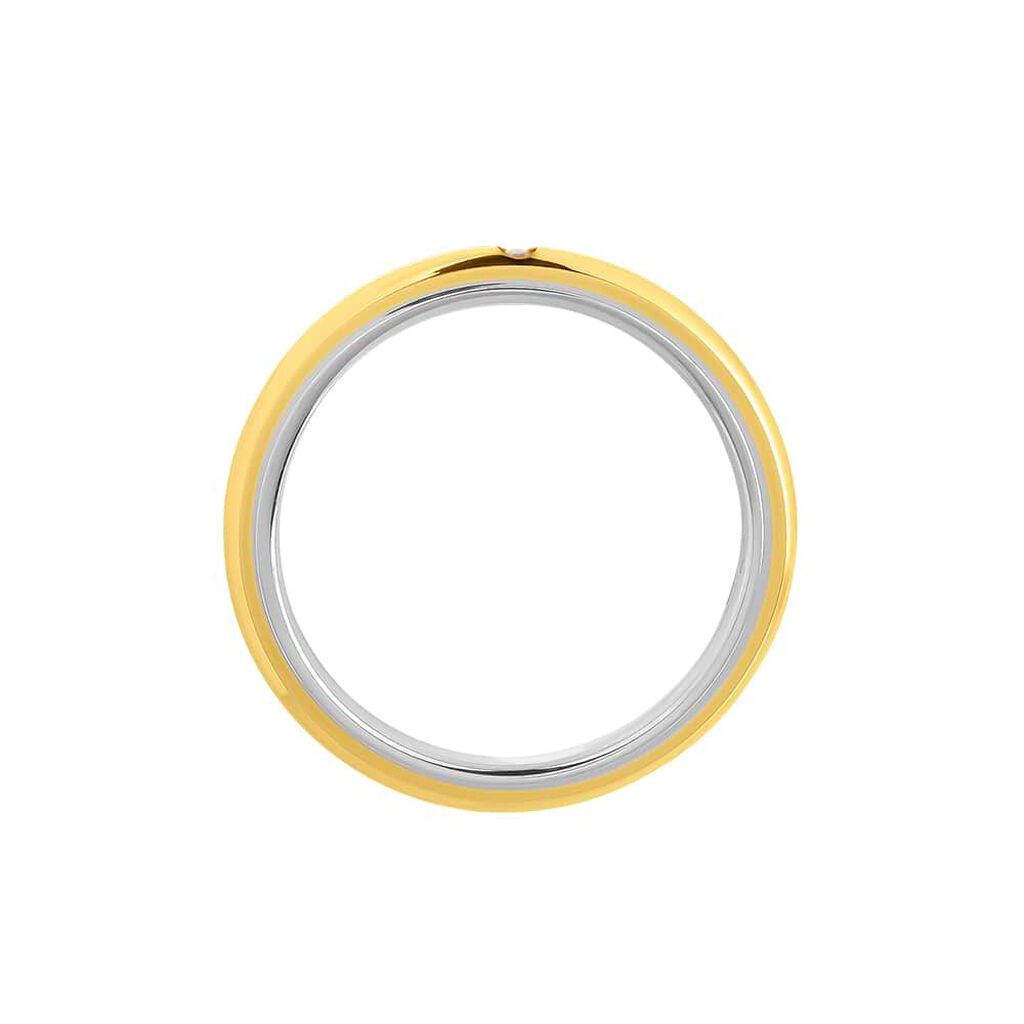 Fede Comoda 3 mm Oro Bicolore Diamante - Anelli con Incisione Donna | Stroili