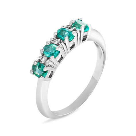 Anello Riviere Elizabeth Crown Oro Bianco Smeraldo Diamante - Anelli Riviere Donna | Stroili