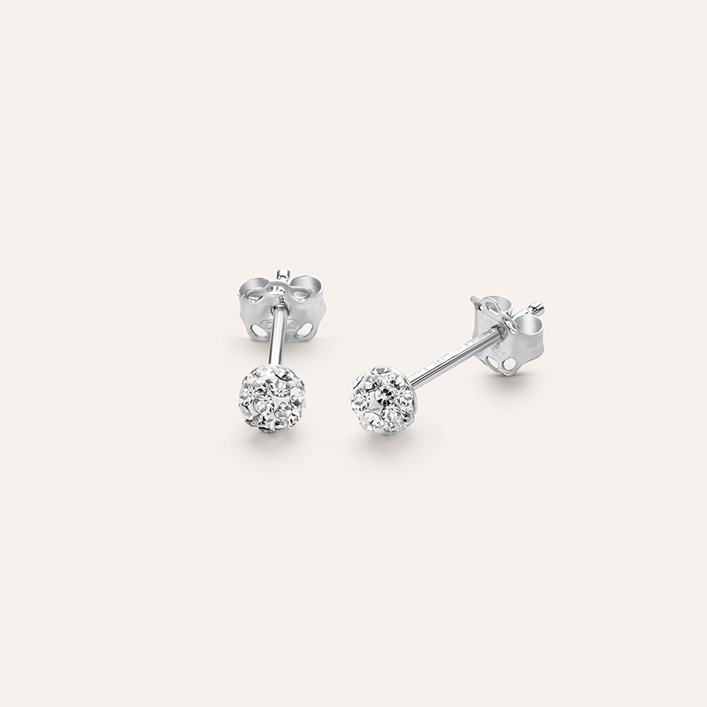 Orecchini Lobo Crystal Gold Oro Bianco Cristallo - Orecchini a Lobo Donna | Stroili