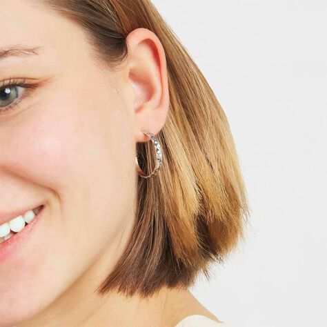 Orecchini a cerchio Lady Code Acciaio Bicolore Diamantato - Orecchini a Cerchio Donna | Stroili