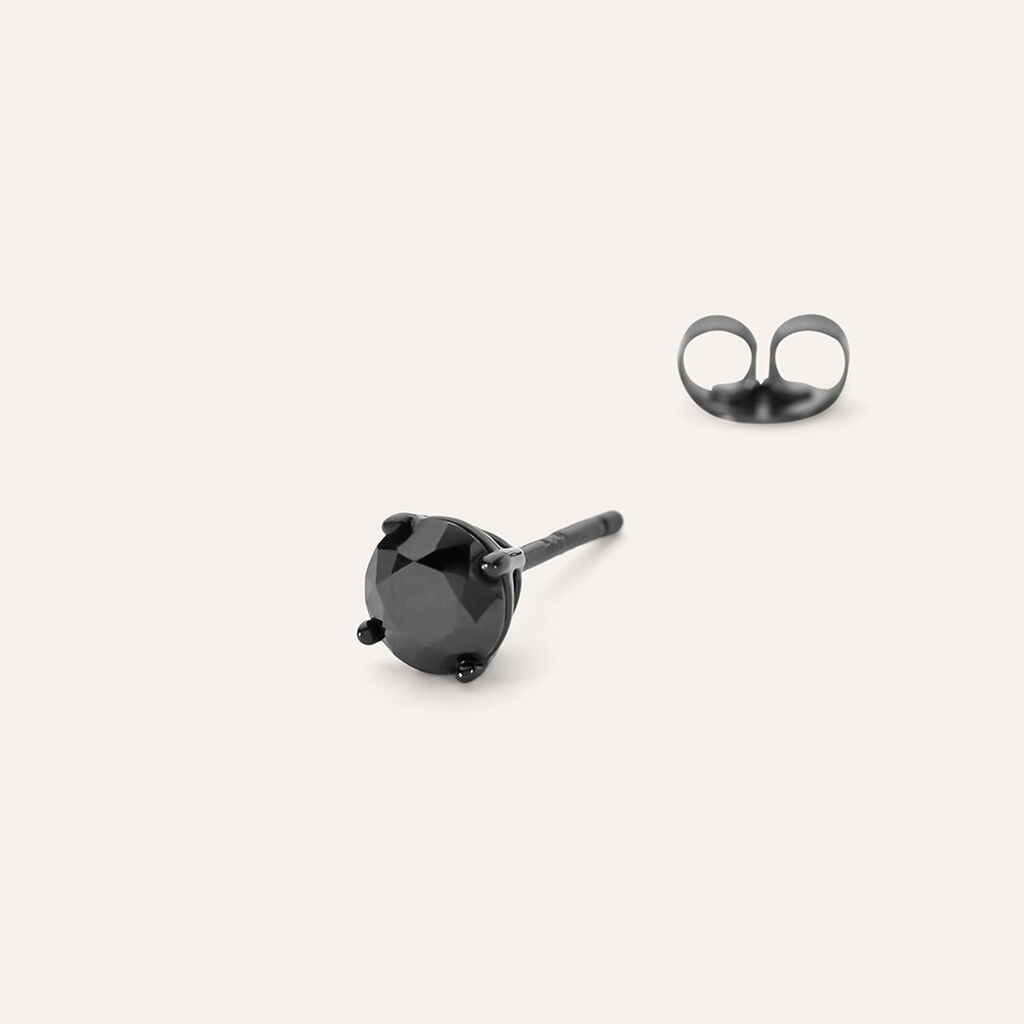 Mono Orecchino Lobo Punto Luce Gentleman Argento Nero Cubic Zirconia