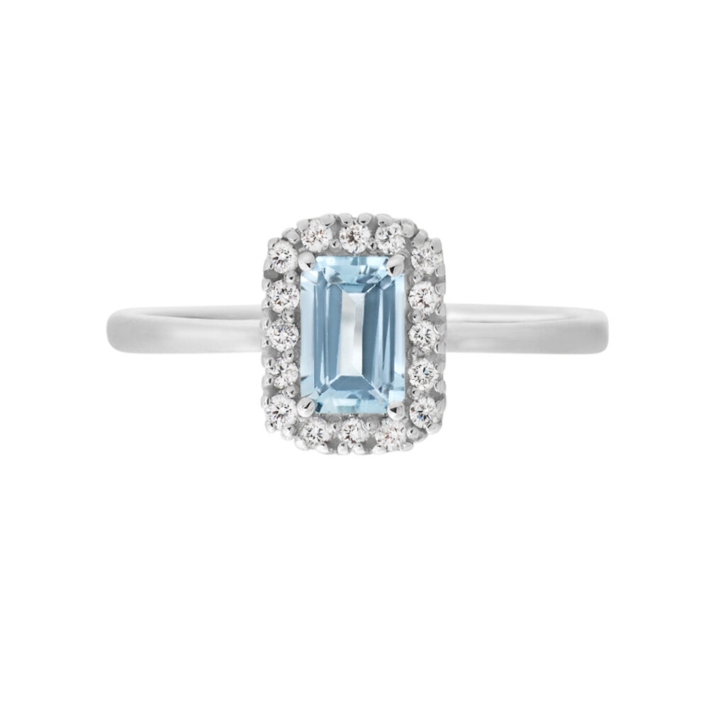 Anello Solitario Acquamarina Oro Bianco Acquamarina Diamante 1665504 Stroili