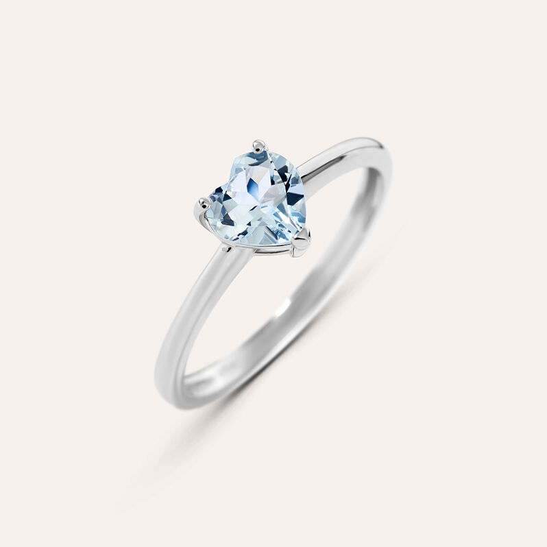 Anello Solitario Acquamarina Oro Bianco Acquamarina - Anelli con Pietre Donna | Stroili