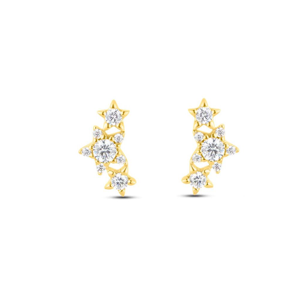 Orecchini Lobo Bon Ton Oro Giallo Cubic Zirconia