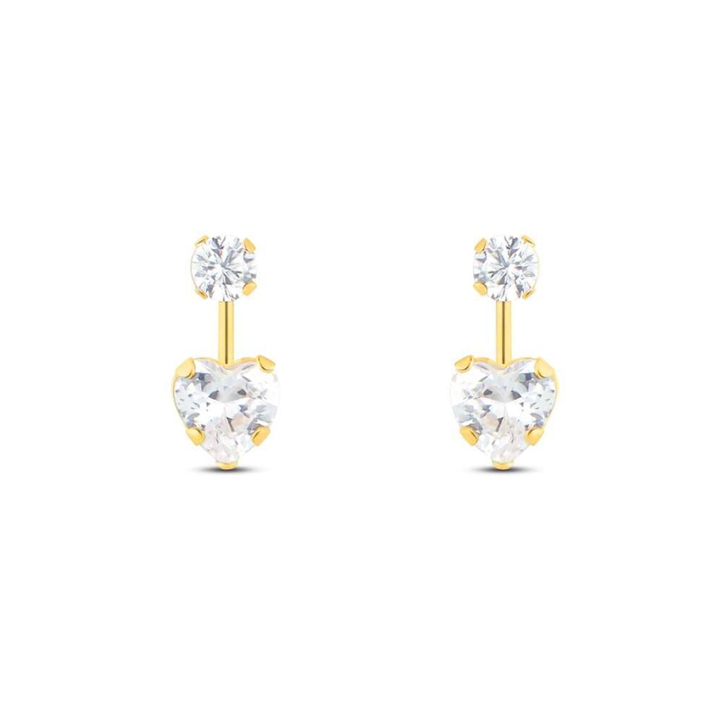 Orecchini Lobo Doppio Punto Luce Bon Ton Oro Giallo Cubic Zirconia