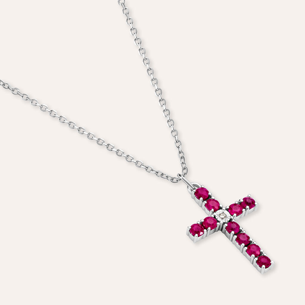 Collana Charlotte Oro Bianco Rubino Diamante