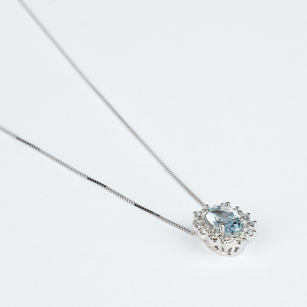 Collana Acquamarina Oro Bianco Acquamarina Diamante