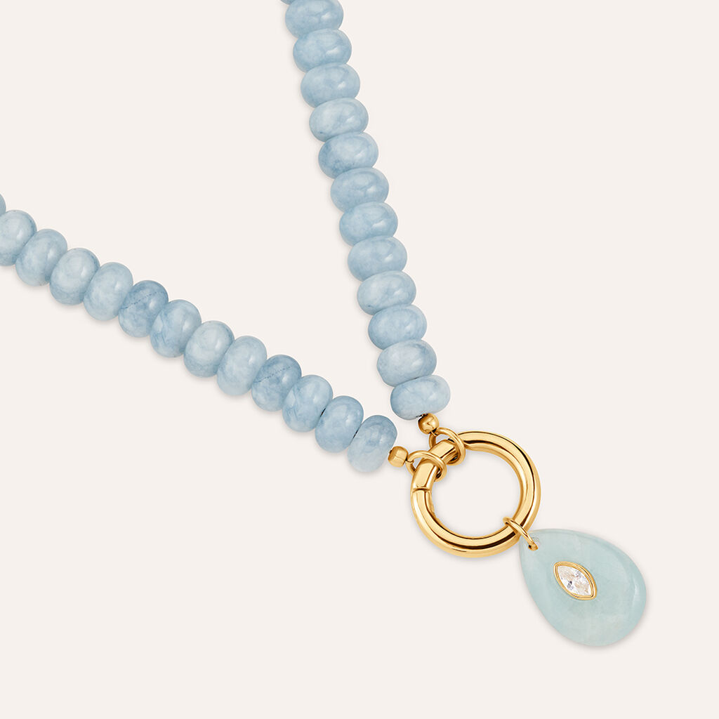 Pendente Radiance Acciaio Dorato Giada Cubic Zirconia