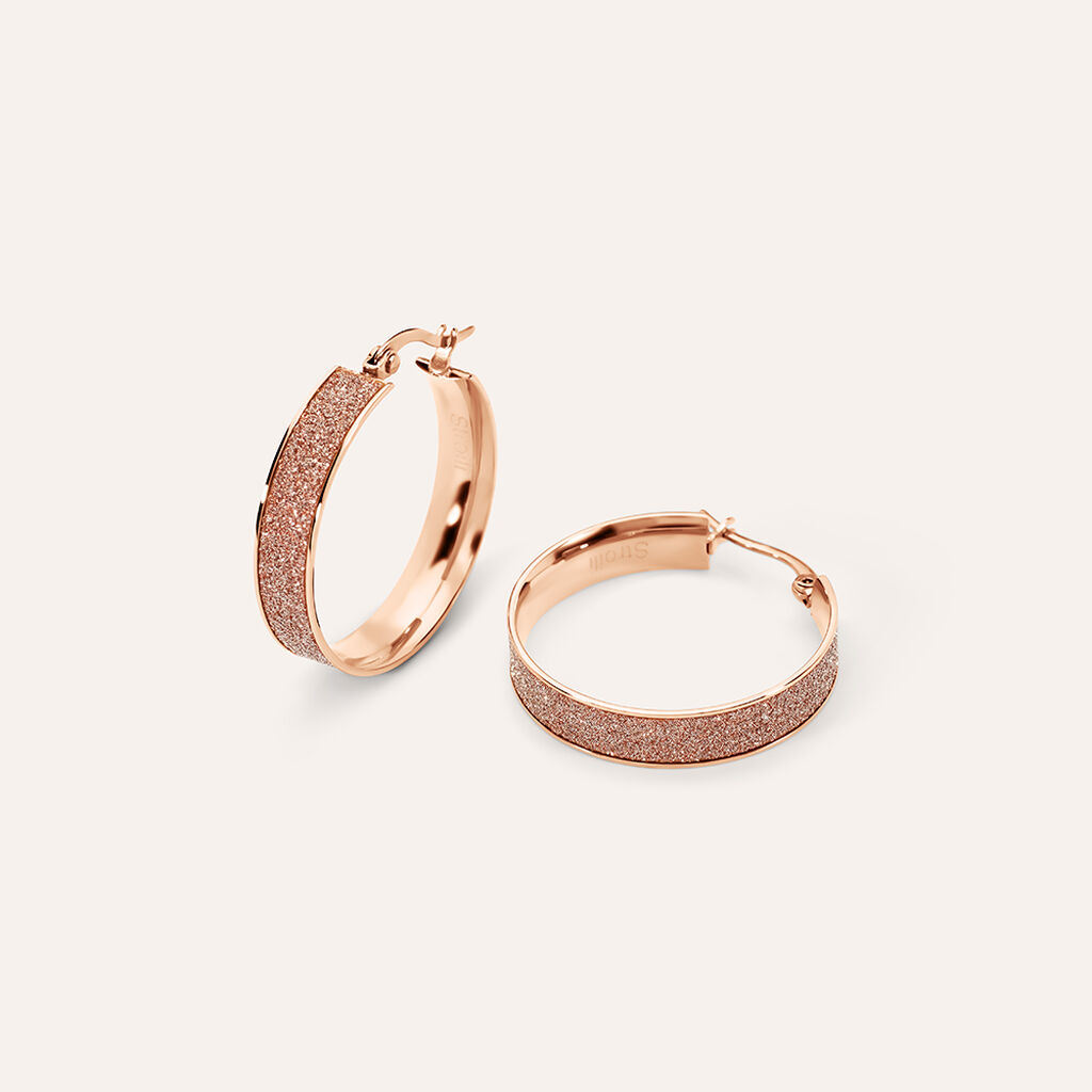 Orecchini A Cerchio Lady Shine Acciaio Rosa - Orecchini a Cerchio Donna | Stroili