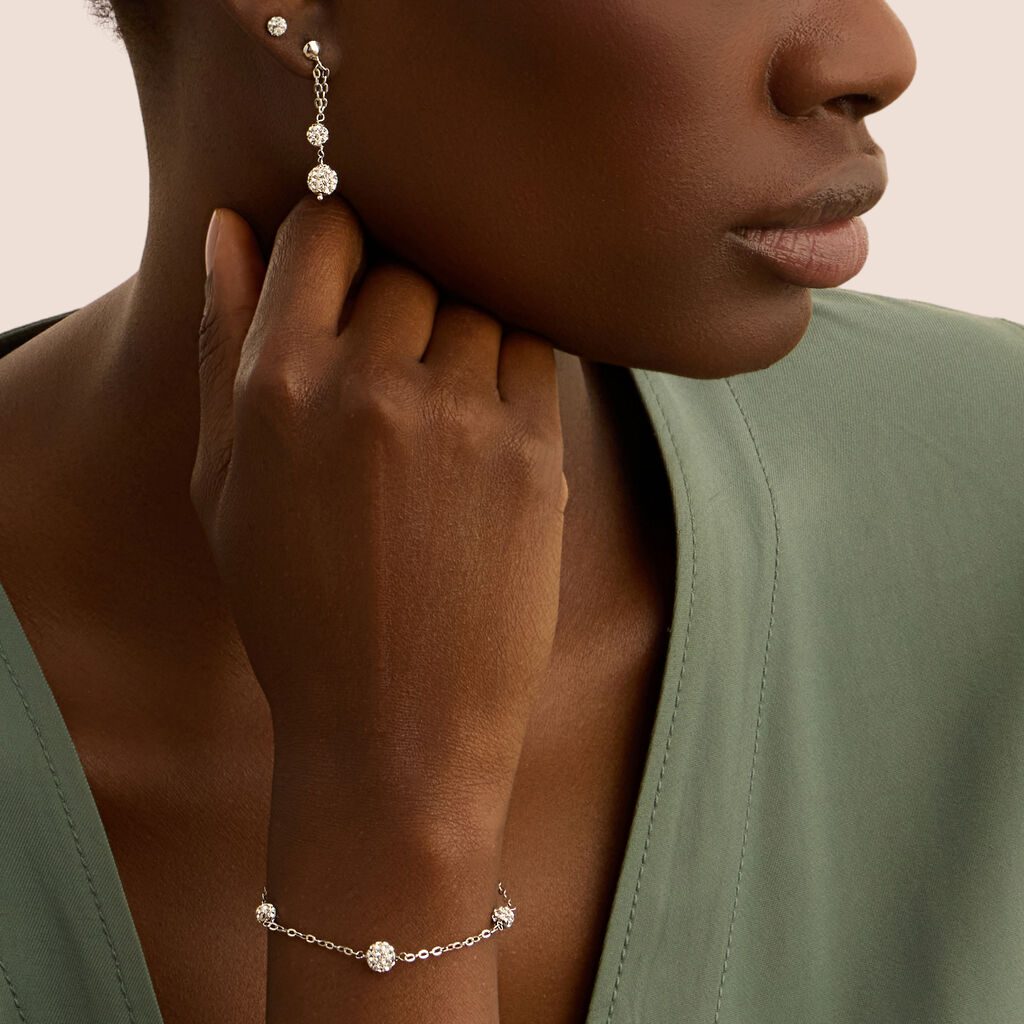 Orecchini Pendenti Crystal Gold Oro Bianco Cristallo