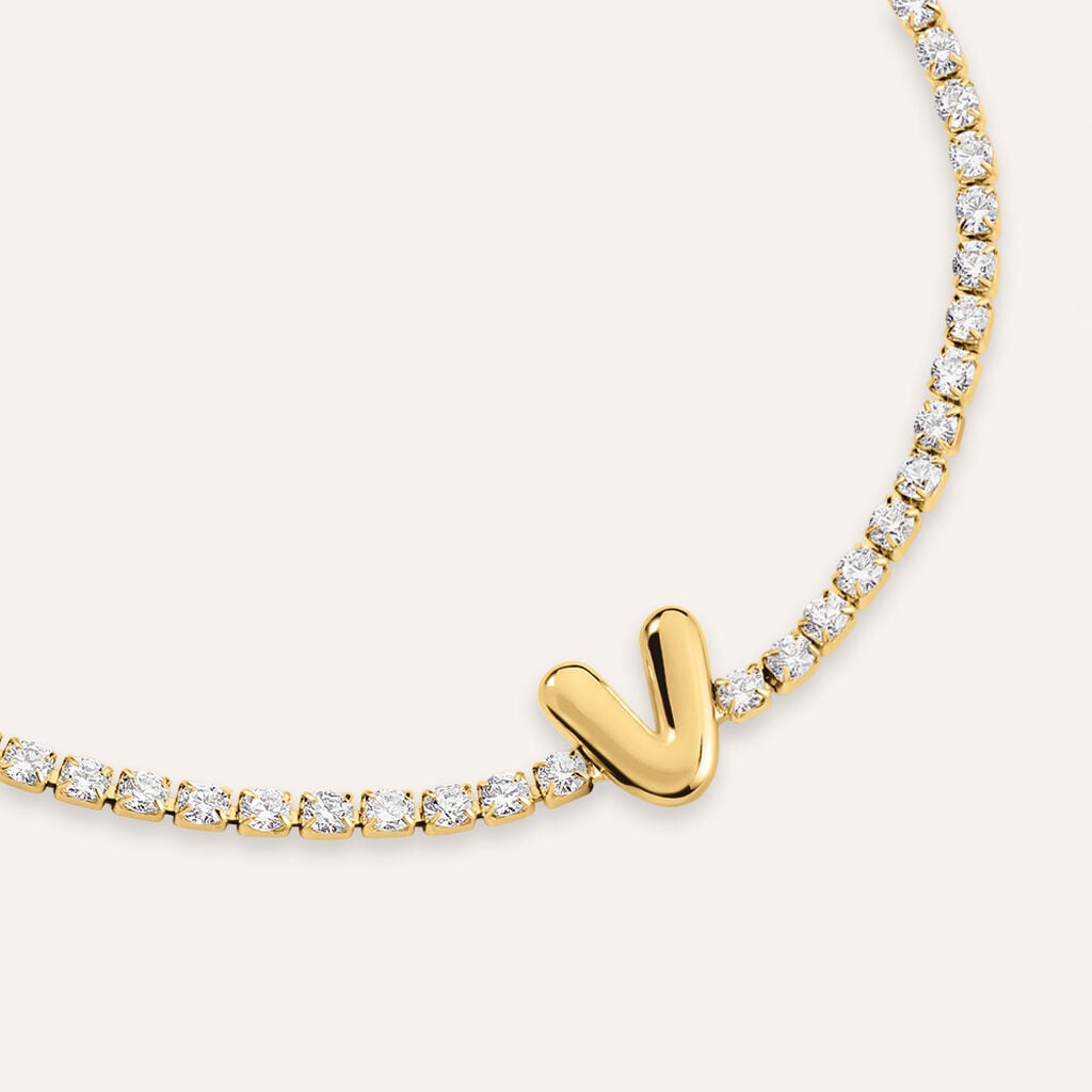 Bracciale Tennis Aura Acciaio Dorato Cubic Zirconia
