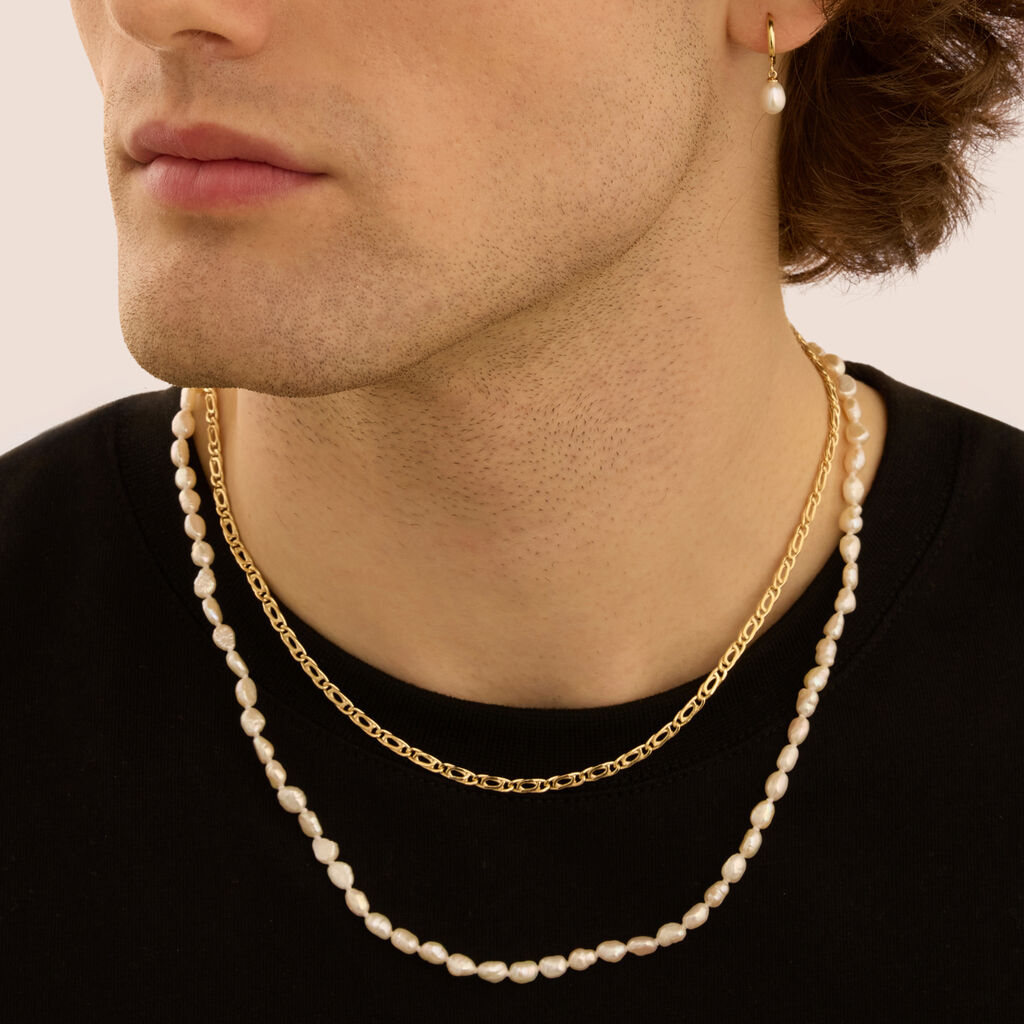 Collana L'homme Or Oro Giallo Perla D'Acqua Dolce