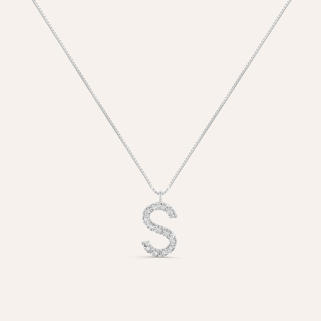 Collana Diamond Letters Oro Bianco Diamante - Collane Donna | Stroili
