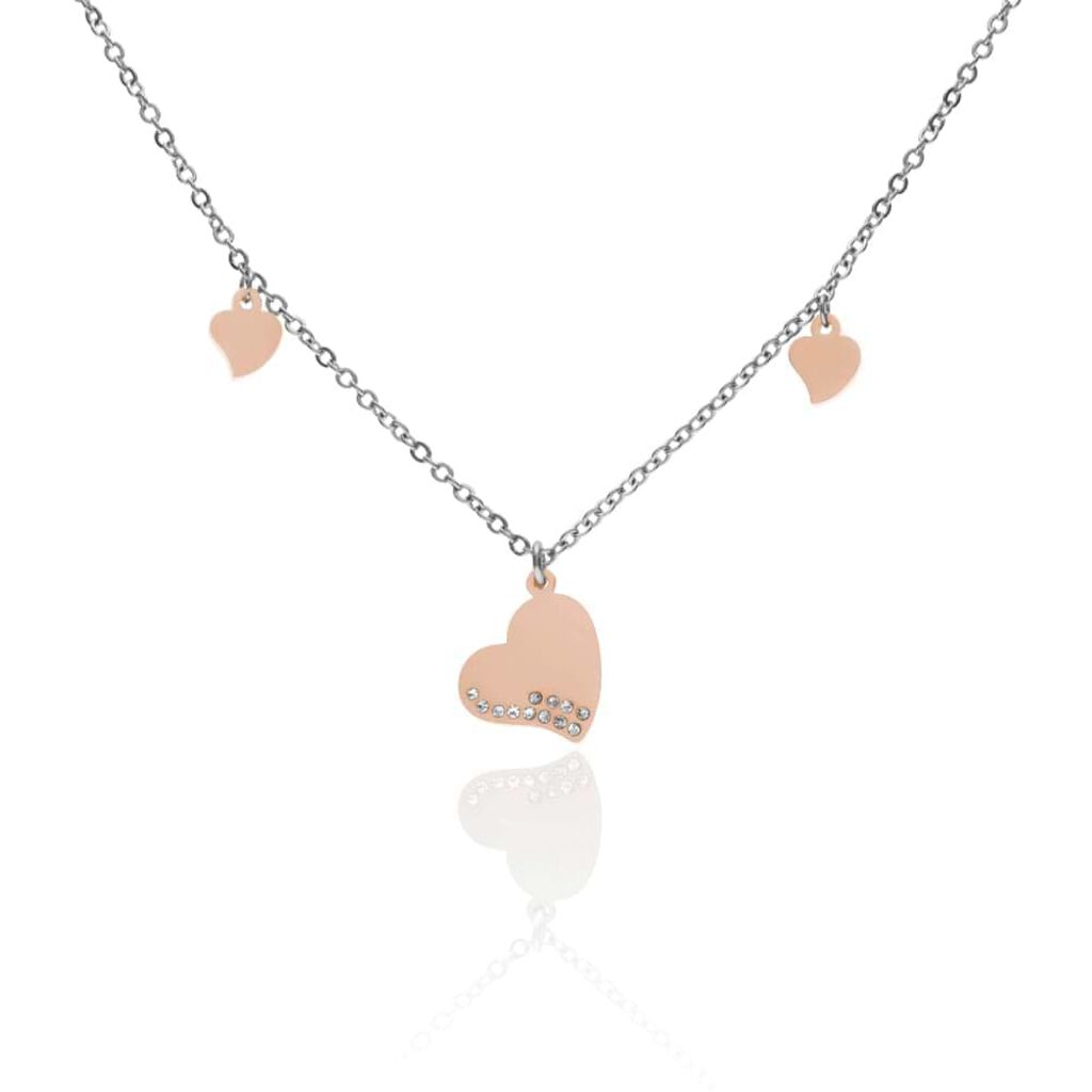 Collana Lady Chic Acciaio Bicolore Cuore e Cristalli - Collane Donna | Stroili