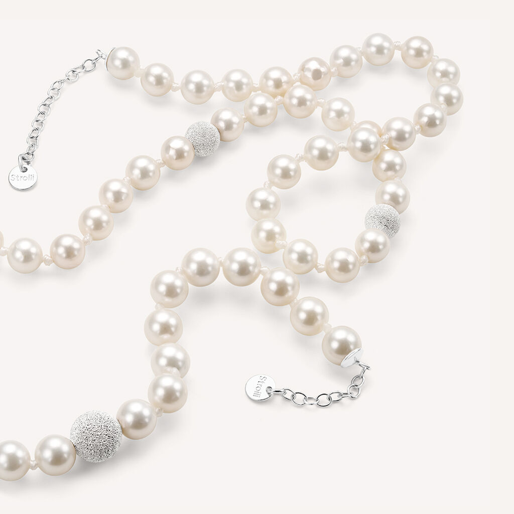 Collana Silver Pearls Argento Rodiato Perla sintentica