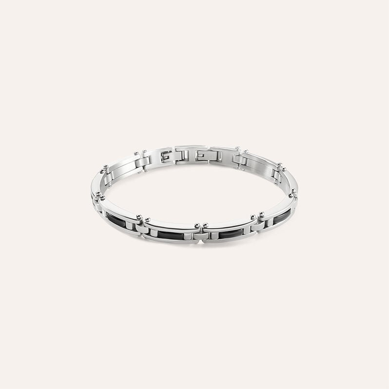 Bracciale Man Code Acciaio Bicolore Bianco / Nero - Bracciali Uomo | Stroili