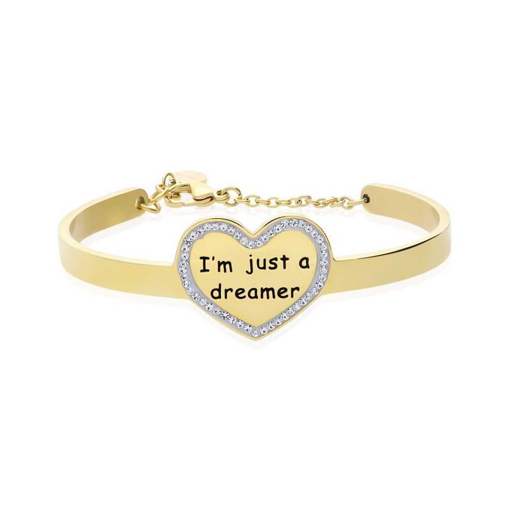 Bangle I'm just a dreamer in acciaio dorato e strass - Bracciali Donna | Stroili