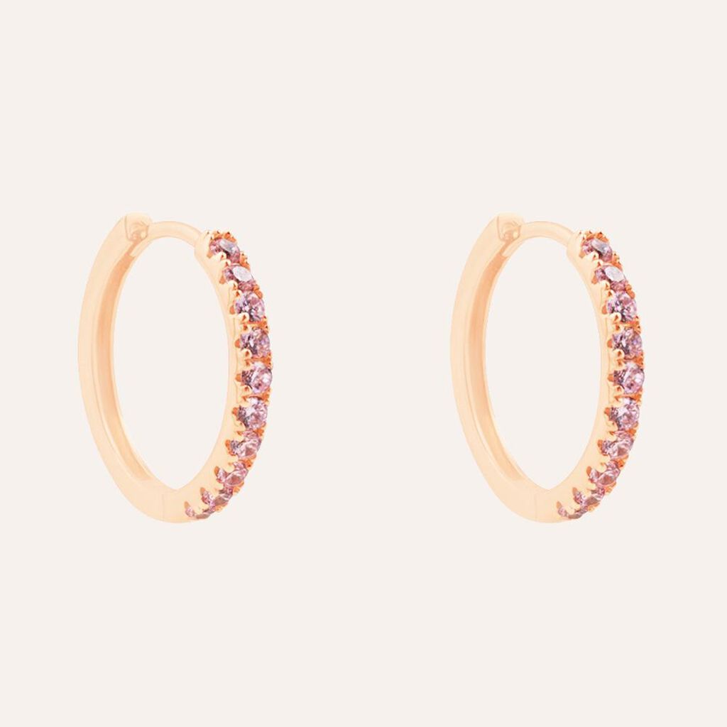 Orecchini A Cerchio Silver Rainbow Argento Rosa Cubic Zirconia