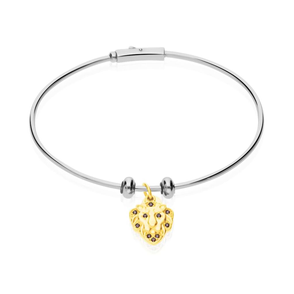 Charm leone in argento dorato con zirconi