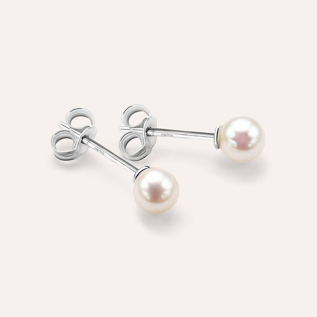 Orecchini Lobo Gabrielle Oro Bianco Perla D'Acqua Dolce - Orecchini a Lobo Donna | Stroili