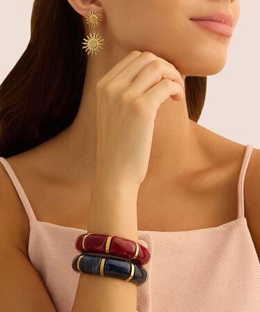 Bangle Elastico Radiance Acciaio Dorato Acrilico Blu