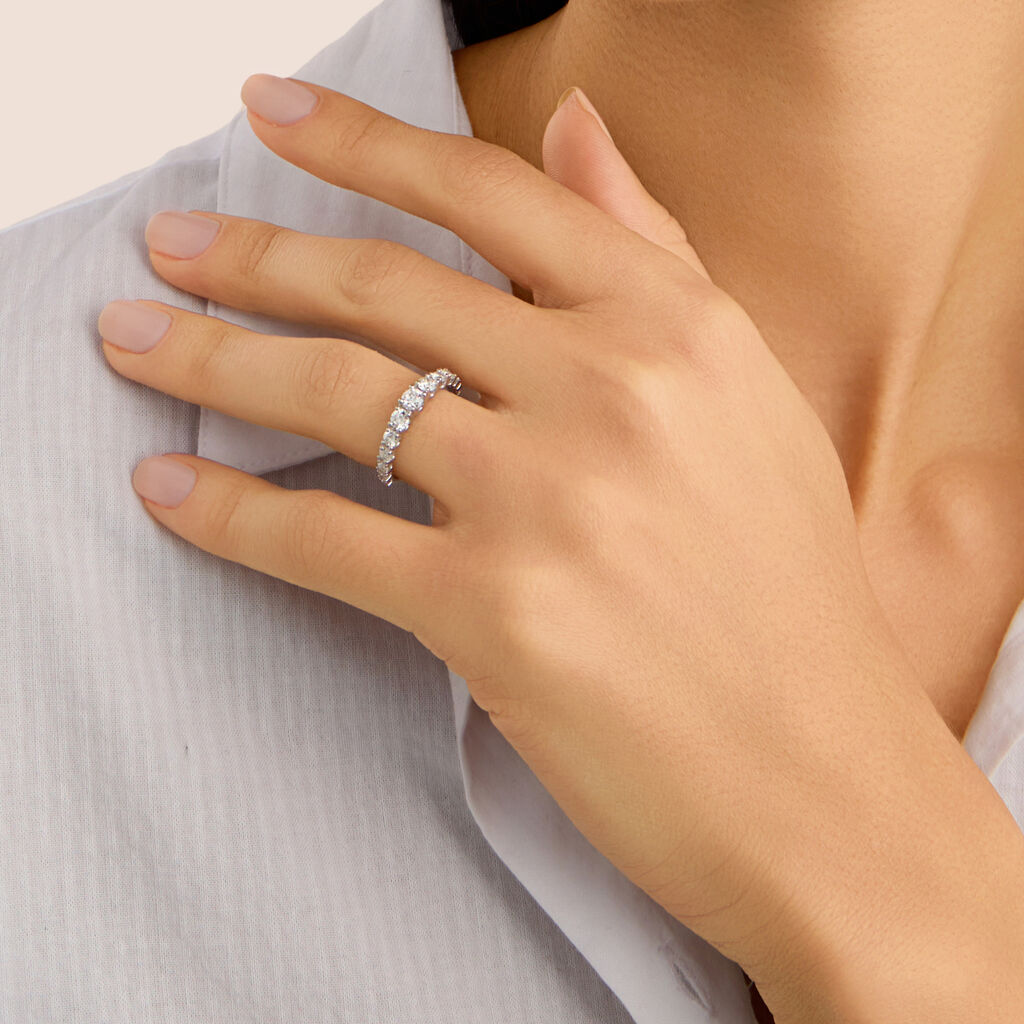 Anello Semi-eternity Firmamenti Oro Bianco Diamante - Anelli con Pietre Donna | Stroili