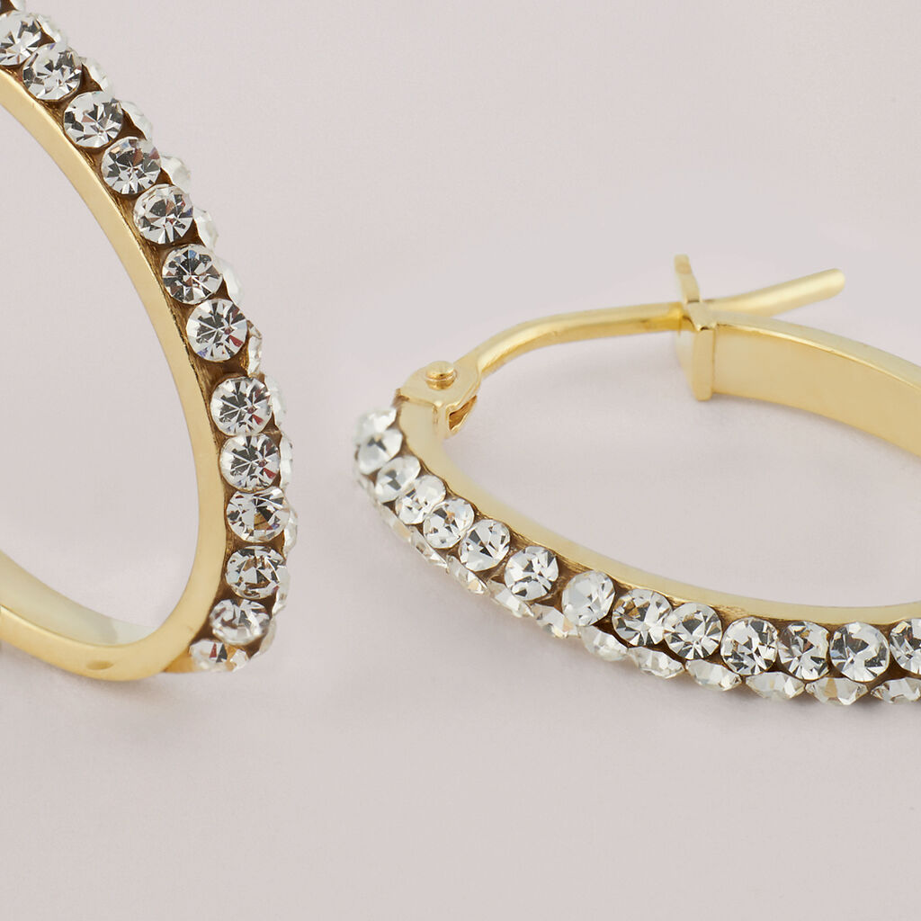 Orecchini A Cerchio Toujours Oro Giallo Cristallo