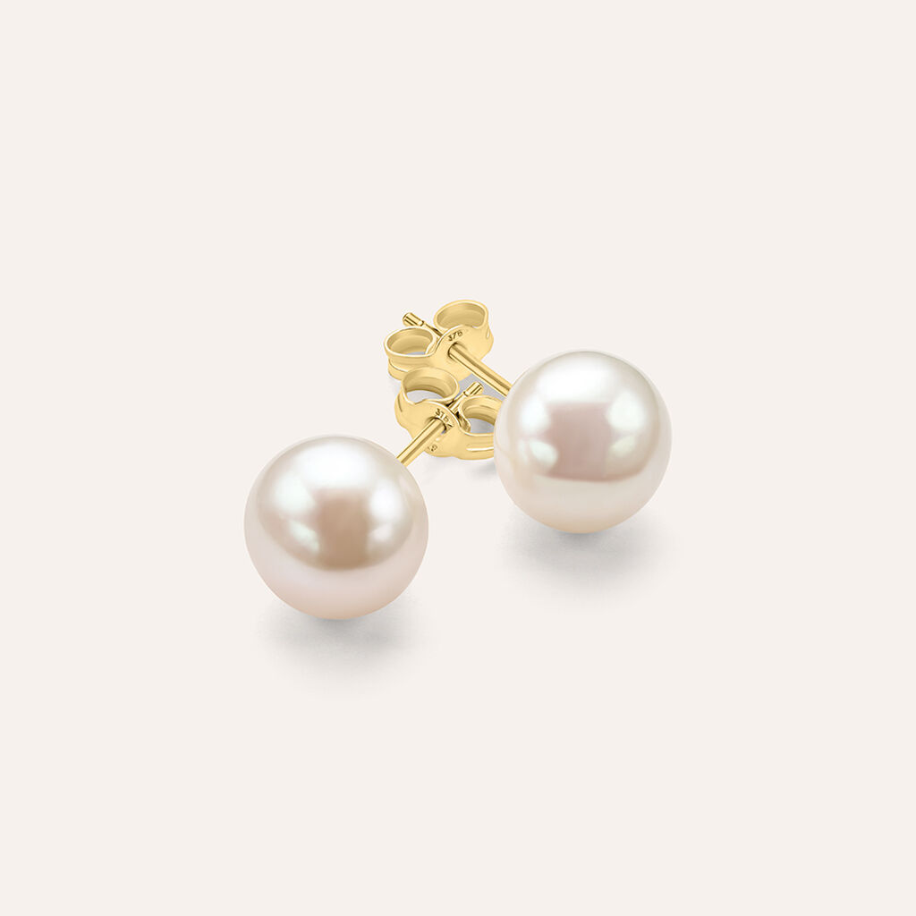 Orecchini Lobo Gabrielle Oro Giallo Perla D'Acqua Dolce