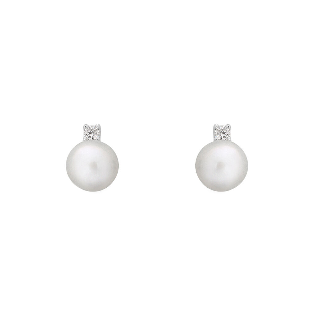 Orecchini Lobo Gabrielle Precious Oro Bianco Perla D'Acqua Dolce Diamante - Orecchini a Lobo Donna | Stroili