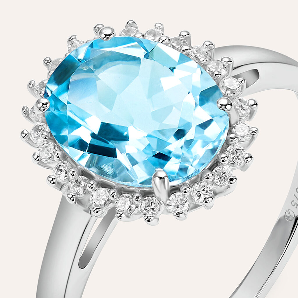 Anello Solitario Am&eacute;lie Oro Bianco Topazio Cubic Zirconia