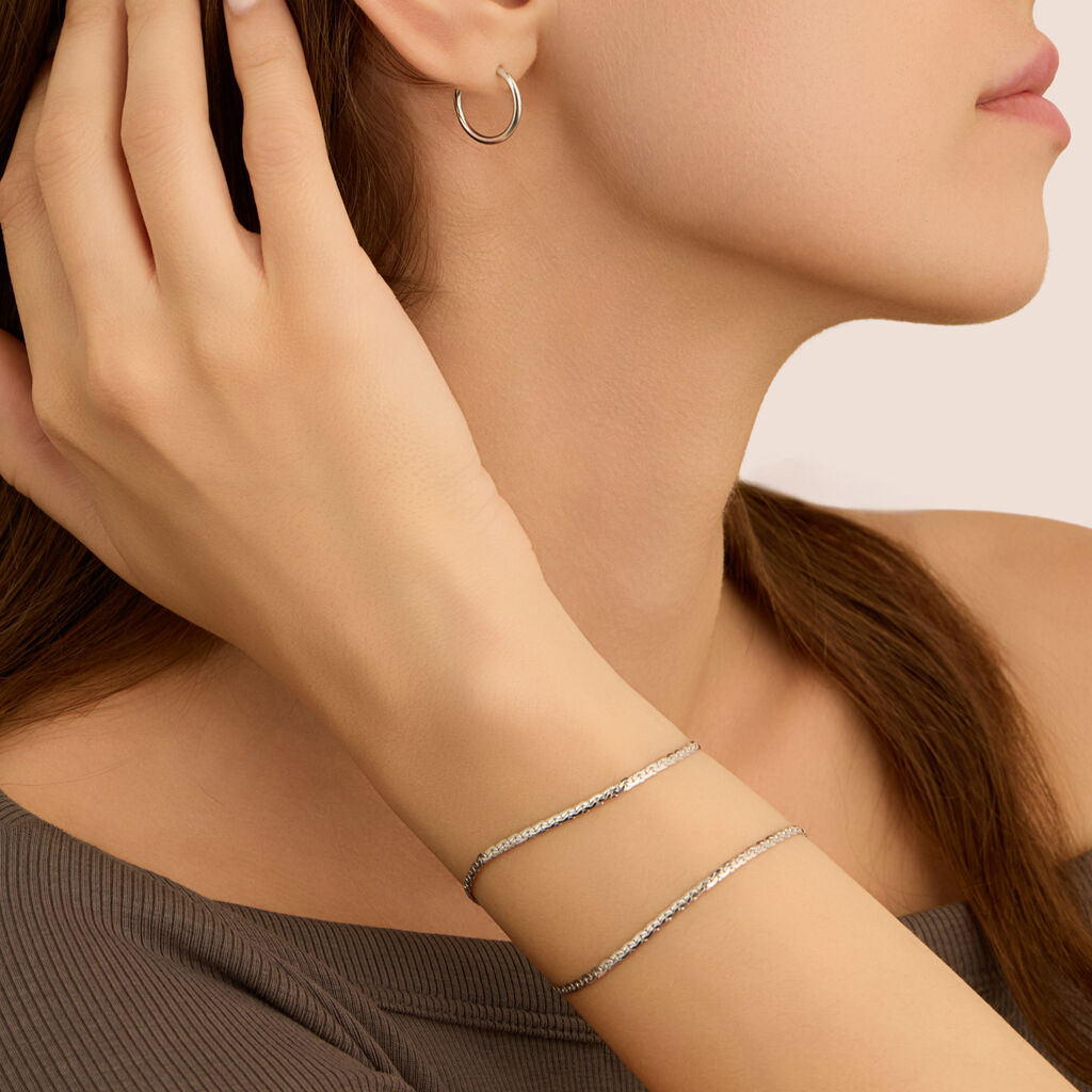 Orecchini A Cerchio Toujours Oro Bianco - Orecchini a Cerchio Donna | Stroili
