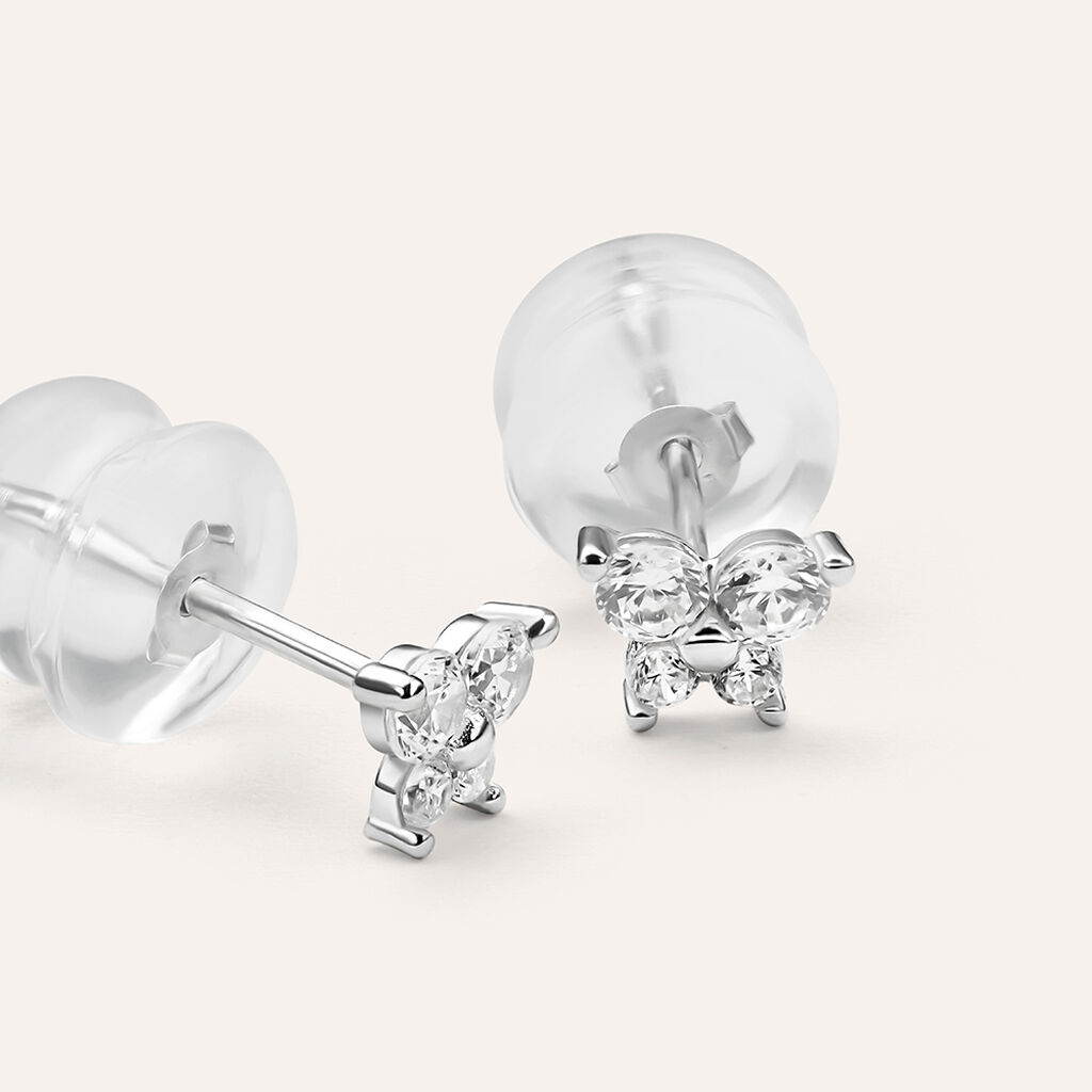 Orecchini Lobo Bon Ton Oro Bianco Cubic Zirconia