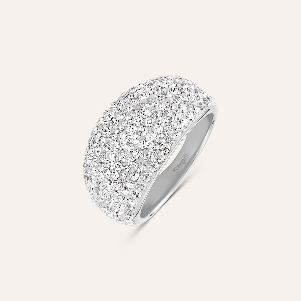 Anello Fascia Aura Acciaio Cristallo