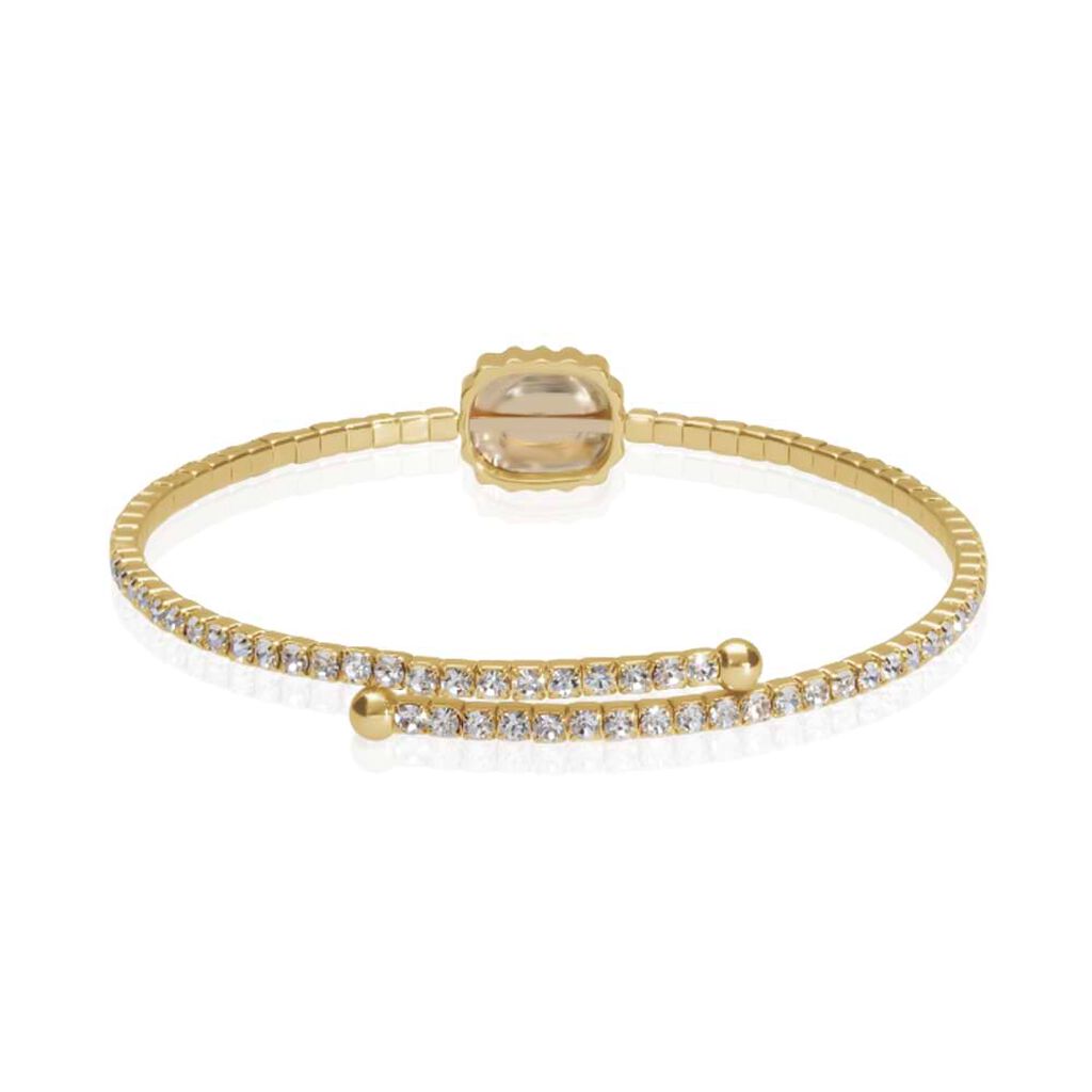 Bangle in metallo dorato e strass con gemma arancione