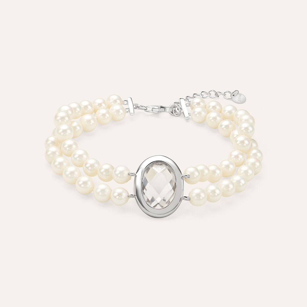 Bracciale Silver Pearls Argento Bianco Perla sintentica Cubic Zirconia