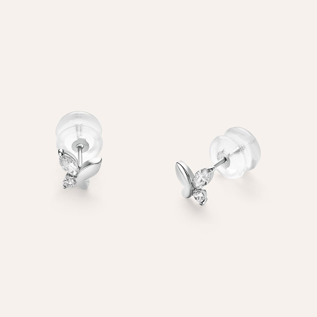 Orecchini Lobo Bon Ton Oro Bianco Cubic Zirconia - Orecchini a Lobo Donna | Stroili