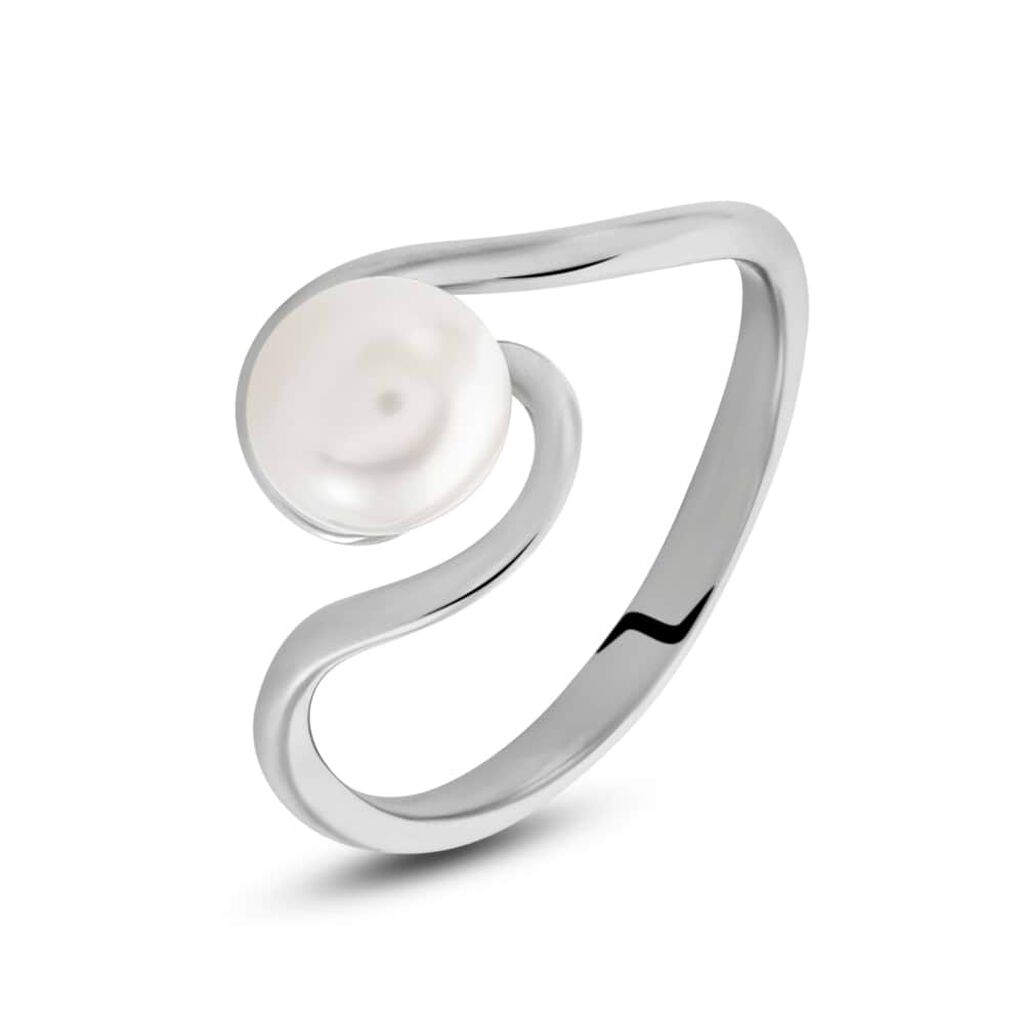 Anello Solitario Gabrielle Oro Bianco Perla D'Acqua Dolce