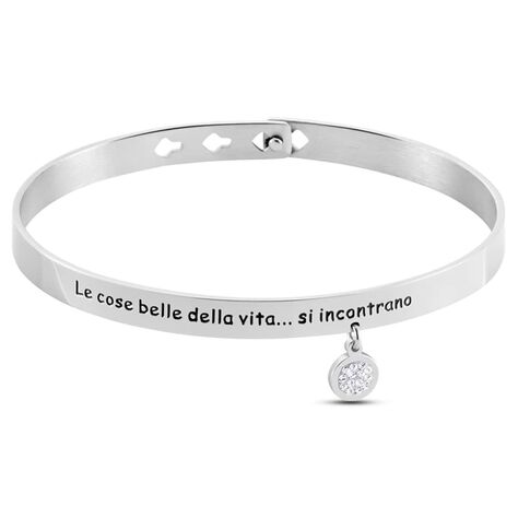 Bangle Lady Message Acciaio Cristallo - Bracciali Rigidi Donna | Stroili