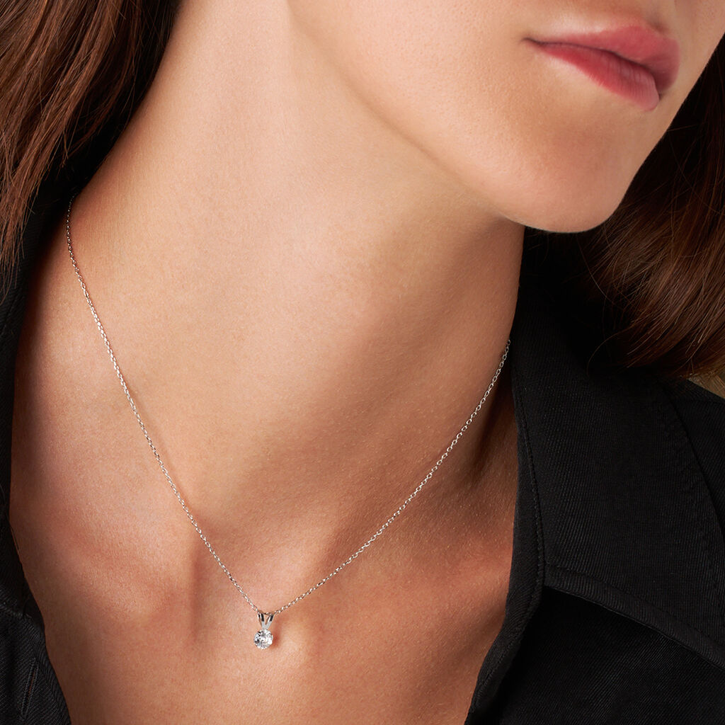 Pendente Punto Luce Poème Oro Bianco Cubic Zirconia - Ciondoli Donna | Stroili