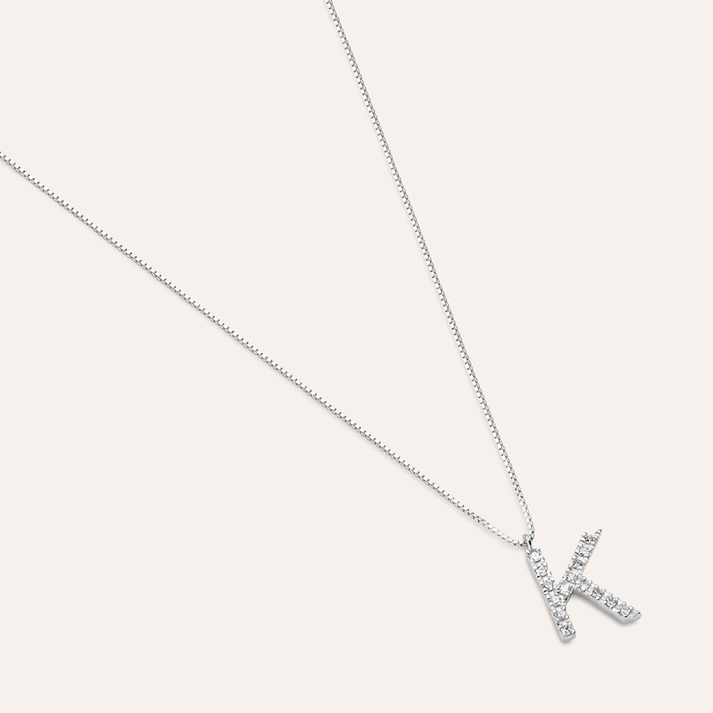 Collana Diamond Letters Oro Bianco Diamante