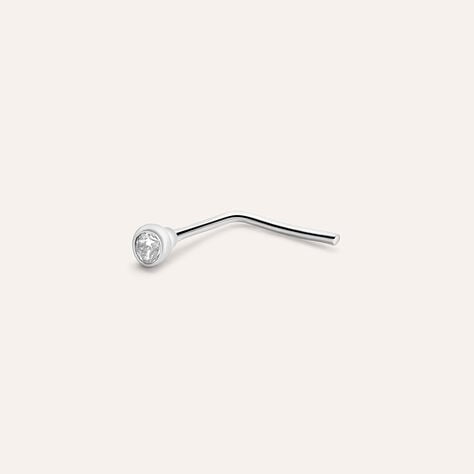 Piercing Naso In Oro 18k Bianco Con Diamante - Orecchino A L Anallergico E Confortevole - Foto 7